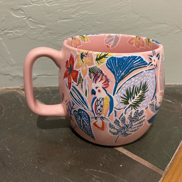 Opalhouse Stoneware Mug Away From My Desk 16 Oz Cockatoo Floral Pink - Picture 3 of 7